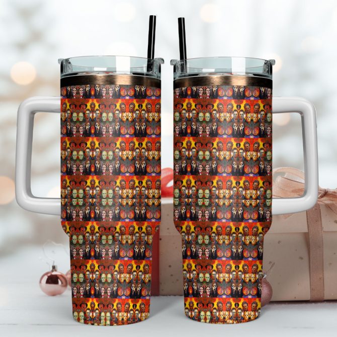 Horror Characters Movies Custom Stanley Quencher 40Oz Stainless Steel Tumbler With Handle - Image 4