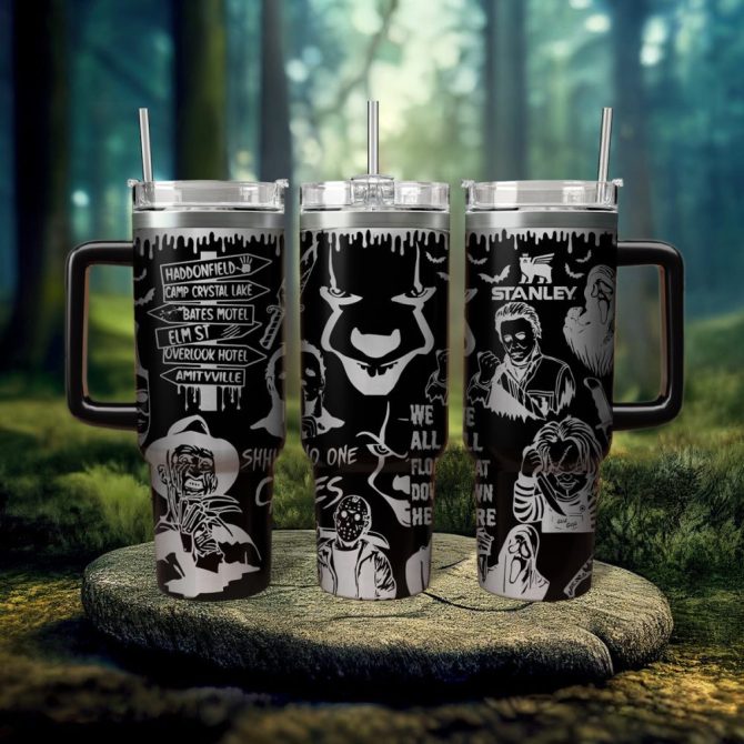 Horror Characters Movies Custom Stanley Quencher 40Oz Stainless Steel Tumbler With Handle