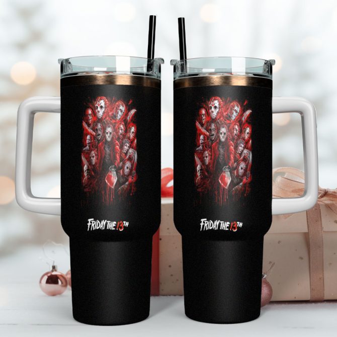 Horror Characters Movies Custom Stanley Quencher 40Oz Stainless Steel Tumbler With Handle - Image 4