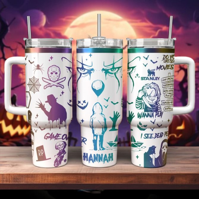 Horror Characters Movies Custom Stanley Quencher 40Oz Stainless Steel Tumbler With Handle