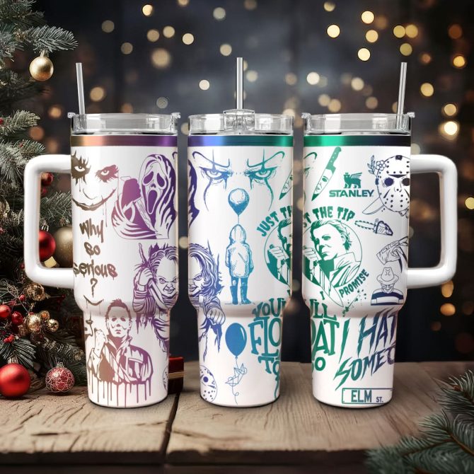 Horror Characters Movies Custom Stanley Quencher 40Oz Stainless Steel Tumbler With Handle