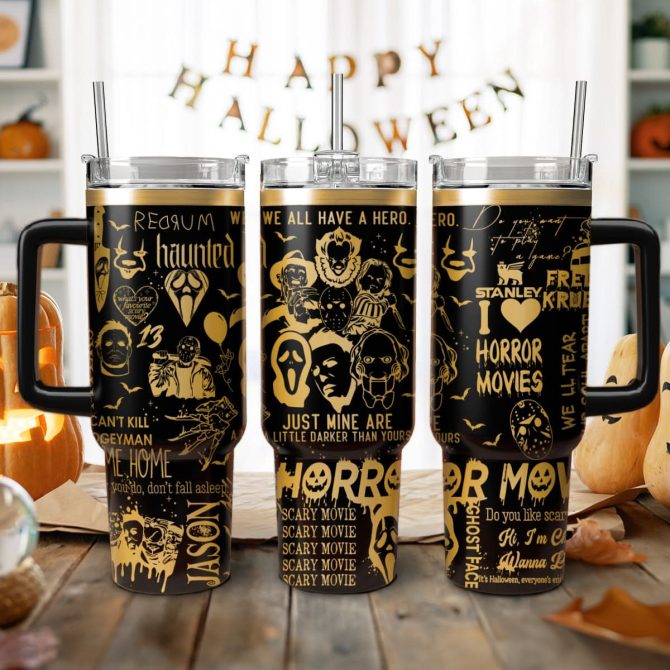 Horror Characters Movies Custom Stanley Quencher 40Oz Stainless Steel Tumbler With Handle