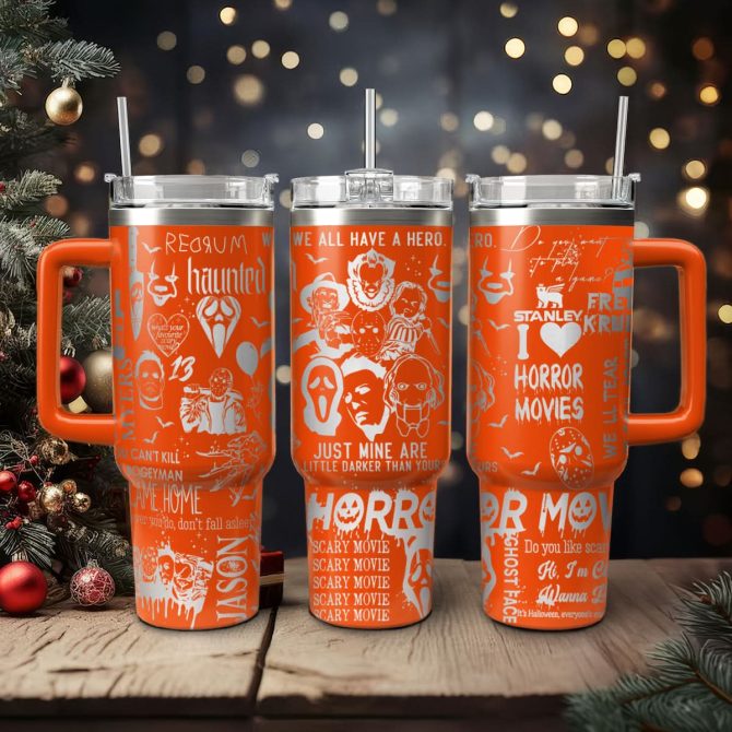 Horror Characters Movies Custom Stanley Quencher 40Oz Stainless Steel Tumbler With Handle
