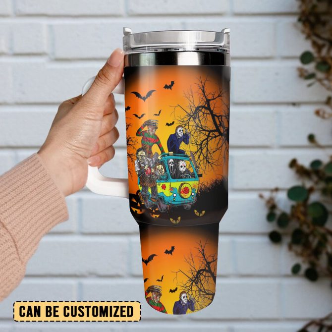 Horror Characters Movies Custom Stanley Quencher 40Oz Stainless Steel Tumbler With Handle - Image 3