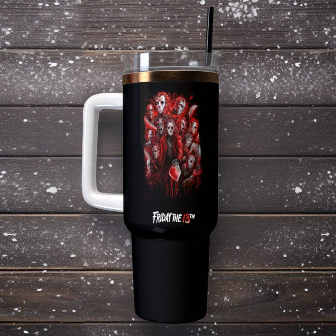Horror Characters Movies Custom Stanley Quencher 40Oz Stainless Steel Tumbler With Handle - Image 2