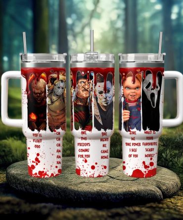 Horror Characters Quotes Movies Custom Stanley Quencher 40Oz Stainless Steel Tumbler With Handle