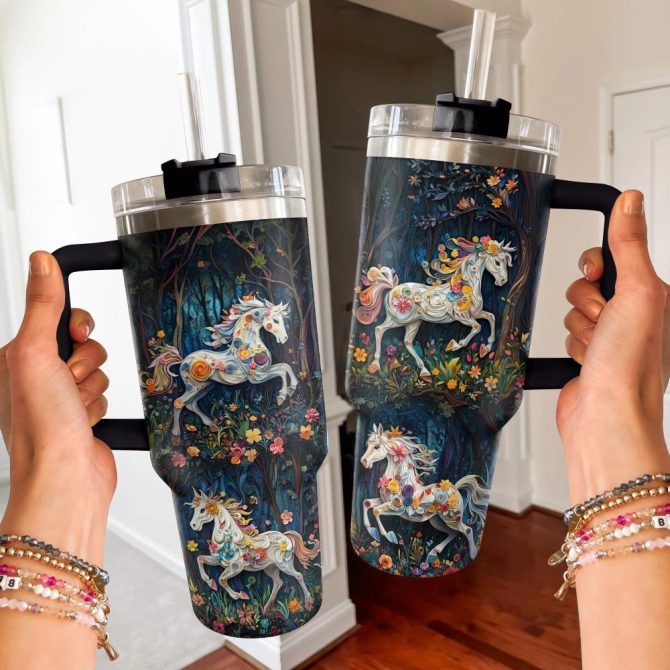 Horse Animal Custom Stanley Quencher 40Oz Stainless Steel Tumbler With Handle - Image 3
