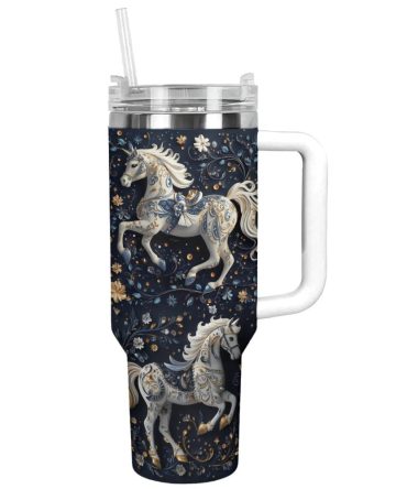 Horse Animal Custom Stanley Quencher 40Oz Stainless Steel Tumbler With Handle