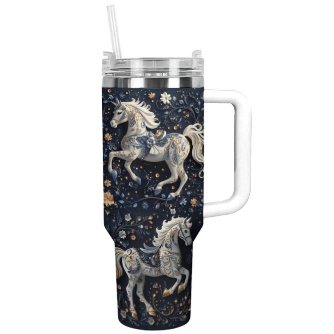 Horse Animal Custom Stanley Quencher 40Oz Stainless Steel Tumbler With Handle