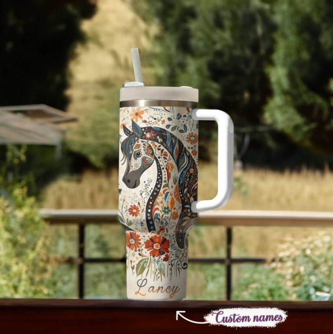 Horse Animal Custom Stanley Quencher 40Oz Stainless Steel Tumbler With Handle - Image 4