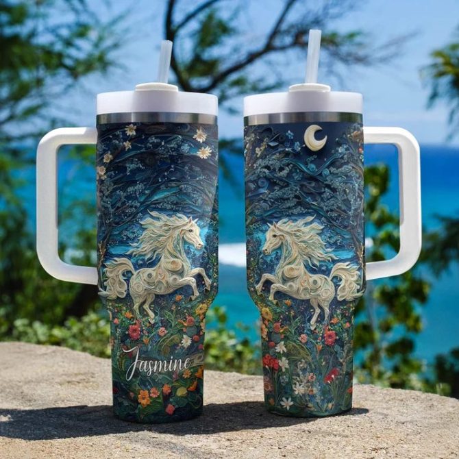 Horse Animal Custom Stanley Quencher 40Oz Stainless Steel Tumbler With Handle - Image 2