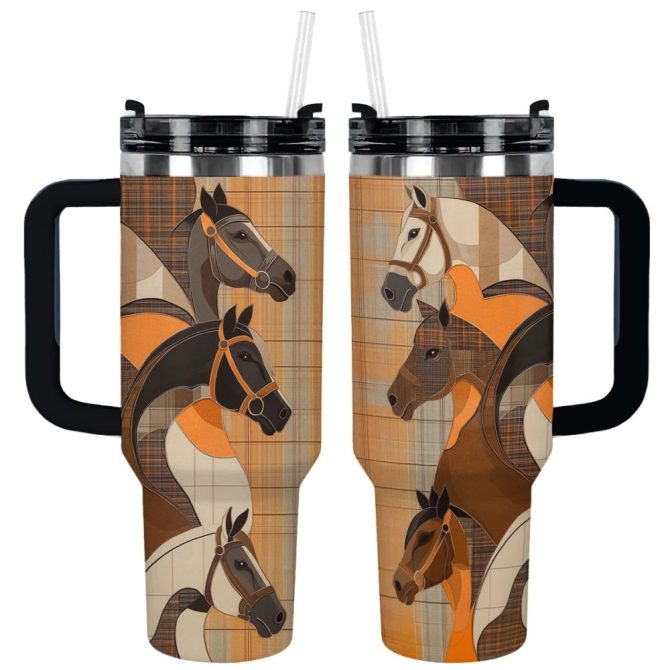 Horse Animal Custom Stanley Quencher 40Oz Stainless Steel Tumbler With Handle
