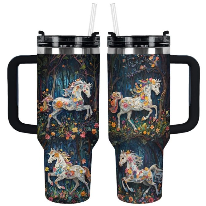 Horse Animal Custom Stanley Quencher 40Oz Stainless Steel Tumbler With Handle