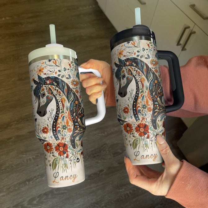 Horse Animal Custom Stanley Quencher 40Oz Stainless Steel Tumbler With Handle - Image 3