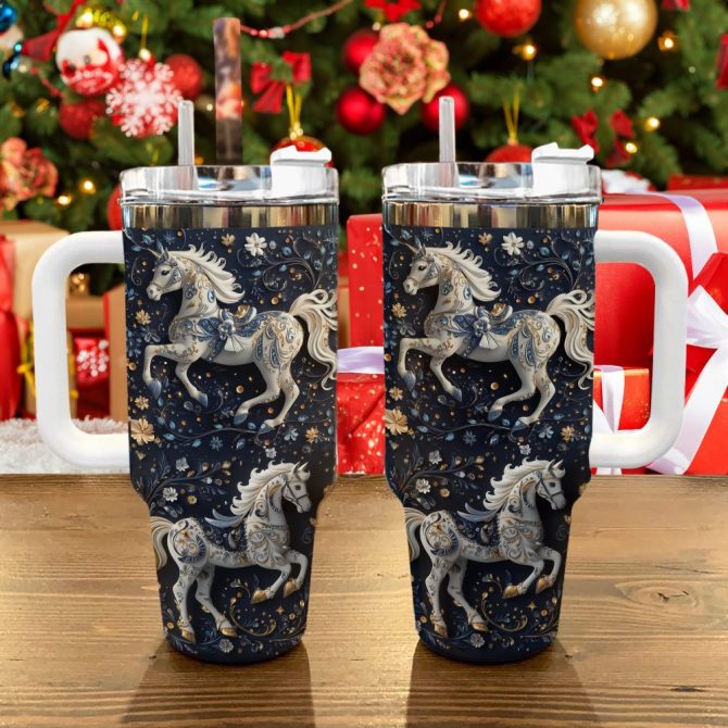 Horse Animal Custom Stanley Quencher 40Oz Stainless Steel Tumbler With Handle - Image 2