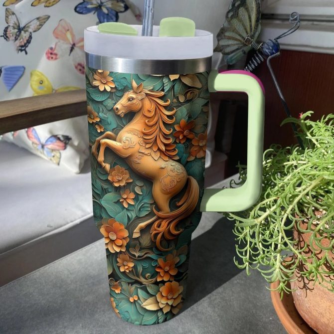 Horse Animal Custom Stanley Quencher 40Oz Stainless Steel Tumbler With Handle - Image 3