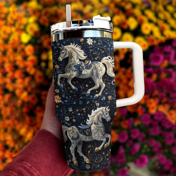 Horse Animal Custom Stanley Quencher 40Oz Stainless Steel Tumbler With Handle - Image 3