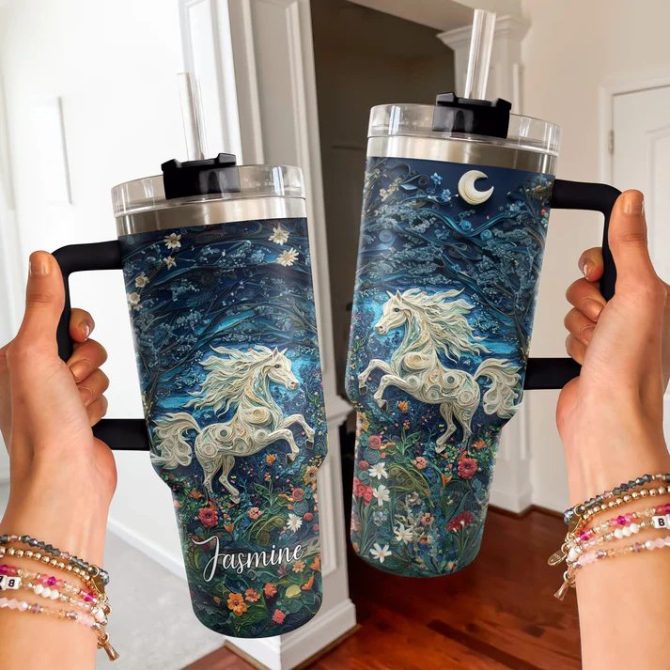 Horse Animal Custom Stanley Quencher 40Oz Stainless Steel Tumbler With Handle - Image 3