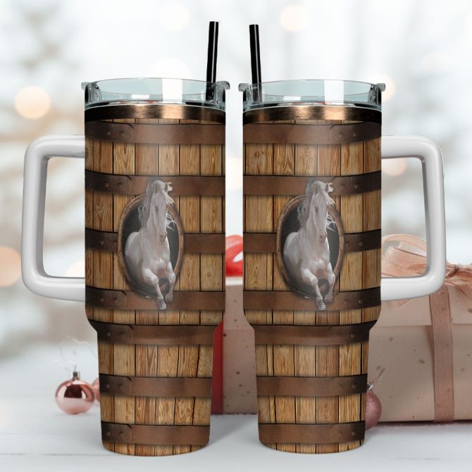 Horse Artwork Custom Stanley Quencher 40Oz Stainless Steel Tumbler With Handle - Image 4
