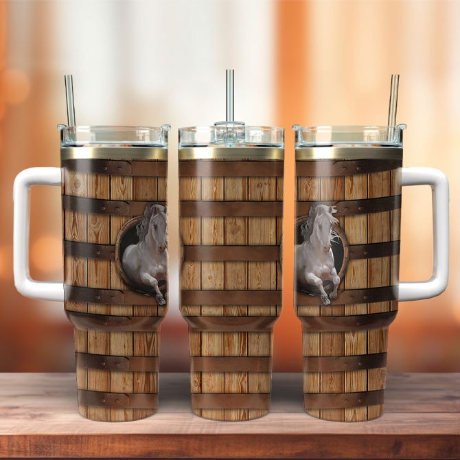 Horse Artwork Custom Stanley Quencher 40Oz Stainless Steel Tumbler With Handle