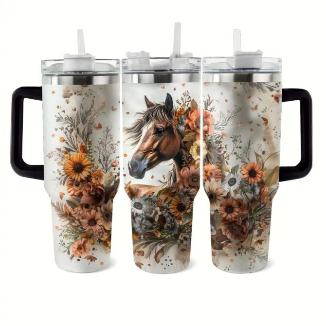 Horse Custom Stanley Quencher 40Oz Stainless Steel Tumbler With Handle - Image 2
