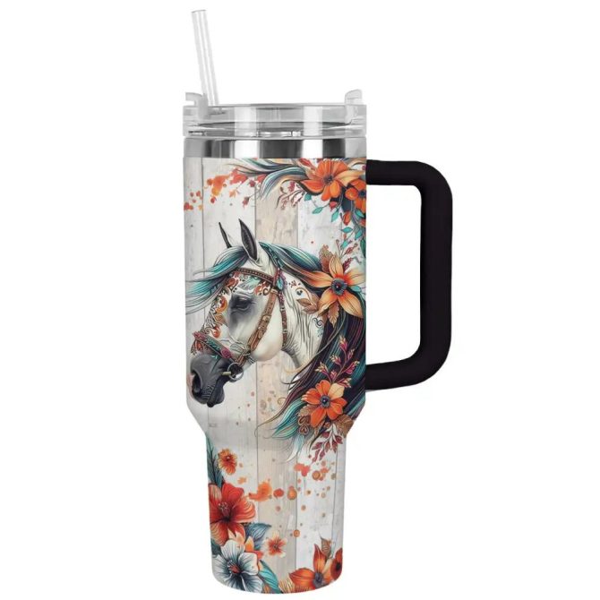 Horse Custom Stanley Quencher 40Oz Stainless Steel Tumbler With Handle - Image 2