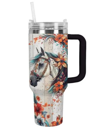 Horse Custom Stanley Quencher 40Oz Stainless Steel Tumbler With Handle