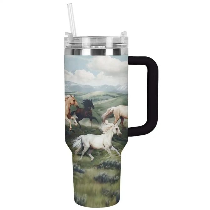 Horse Custom Stanley Quencher 40Oz Stainless Steel Tumbler With Handle - Image 2