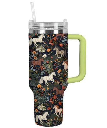Horse Custom Stanley Quencher 40Oz Stainless Steel Tumbler With Handle