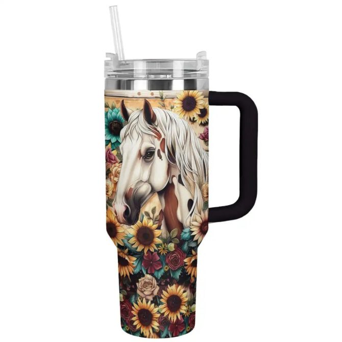 Horse Custom Stanley Quencher 40Oz Stainless Steel Tumbler With Handle