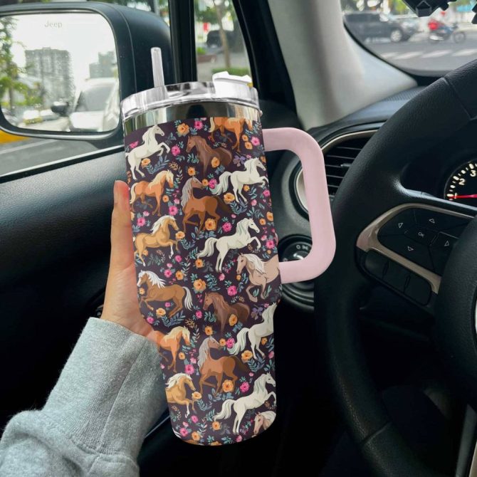 Horse Custom Stanley Quencher 40Oz Stainless Steel Tumbler With Handle - Image 2