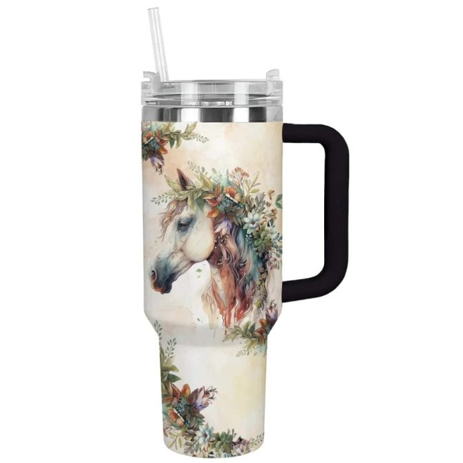 Horse Custom Stanley Quencher 40Oz Stainless Steel Tumbler With Handle