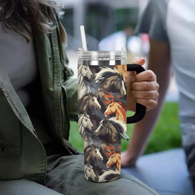 Horse Custom Stanley Quencher 40Oz Stainless Steel Tumbler With Handle - Image 2