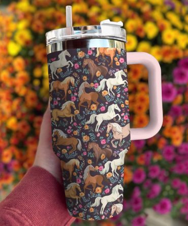 Horse Custom Stanley Quencher 40Oz Stainless Steel Tumbler With Handle