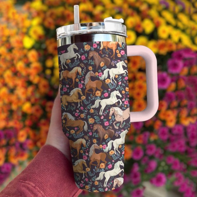 Horse Custom Stanley Quencher 40Oz Stainless Steel Tumbler With Handle
