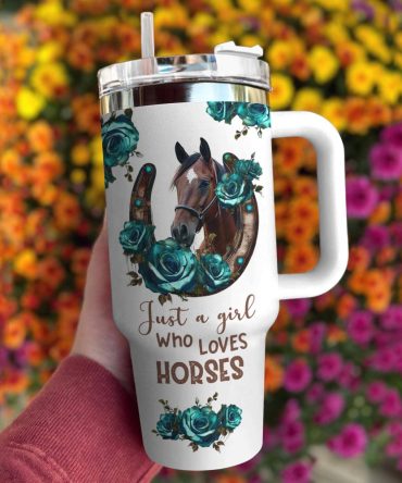 Horse Custom Stanley Quencher 40Oz Stainless Steel Tumbler With Handle