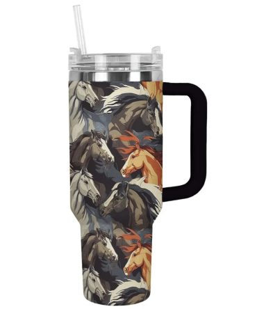 Horse Custom Stanley Quencher 40Oz Stainless Steel Tumbler With Handle