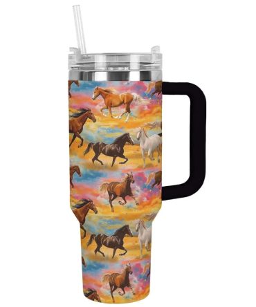 Horse Custom Stanley Quencher 40Oz Stainless Steel Tumbler With Handle