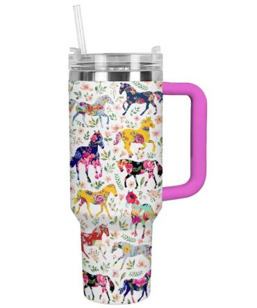 Horse Custom Stanley Quencher 40Oz Stainless Steel Tumbler With Handle