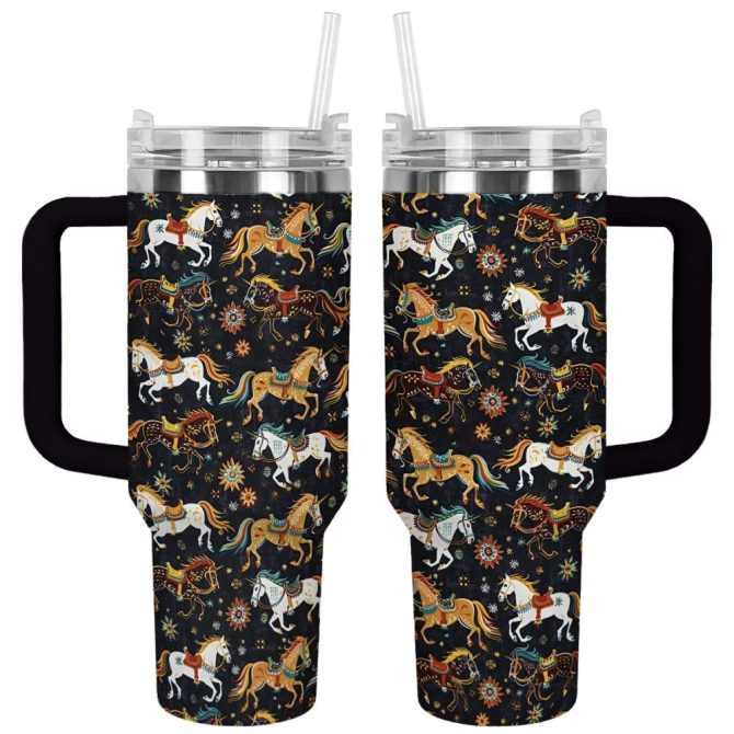 Horse Custom Stanley Quencher 40Oz Stainless Steel Tumbler With Handle