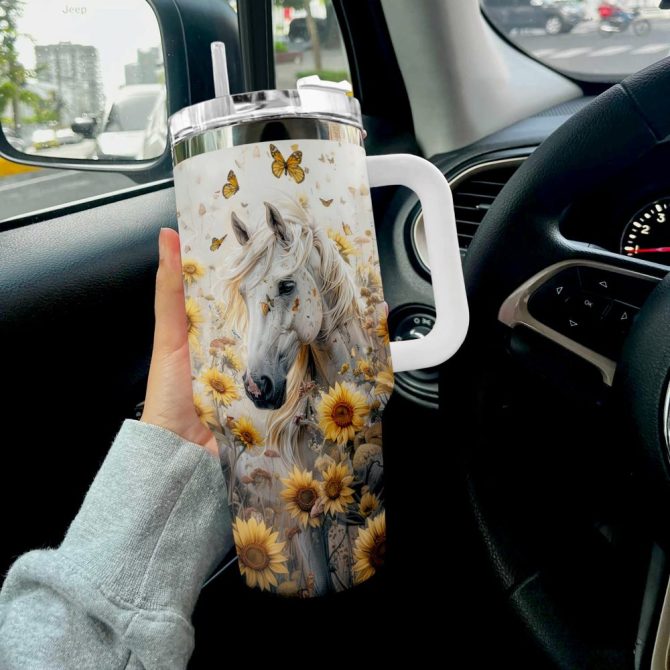 Horse Custom Stanley Quencher 40Oz Stainless Steel Tumbler With Handle