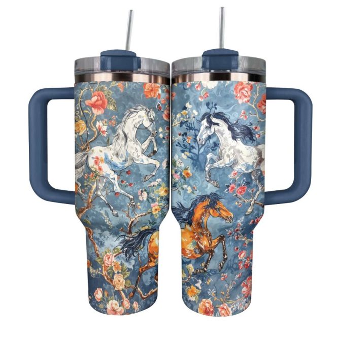 Horse Custom Stanley Quencher 40Oz Stainless Steel Tumbler With Handle