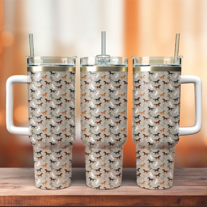 Horse Custom Stanley Quencher 40Oz Stainless Steel Tumbler With Handle