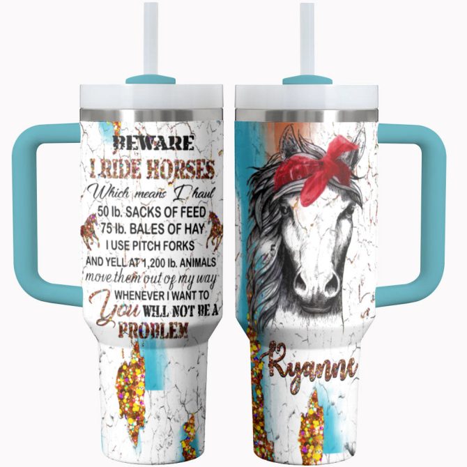 Horse Custom Stanley Quencher 40Oz Stainless Steel Tumbler With Handle