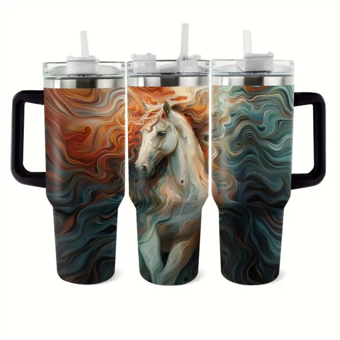 Horse Custom Stanley Quencher 40Oz Stainless Steel Tumbler With Handle - Image 2