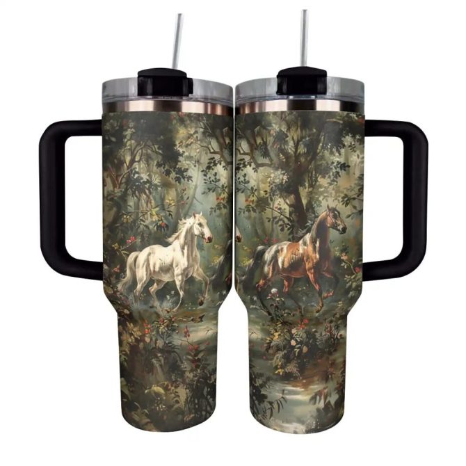 Horse Custom Stanley Quencher 40Oz Stainless Steel Tumbler With Handle