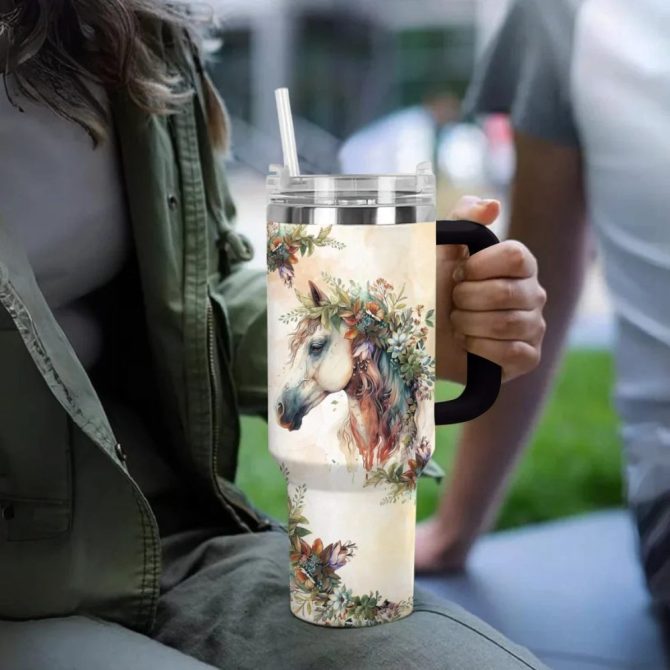 Horse Custom Stanley Quencher 40Oz Stainless Steel Tumbler With Handle - Image 2