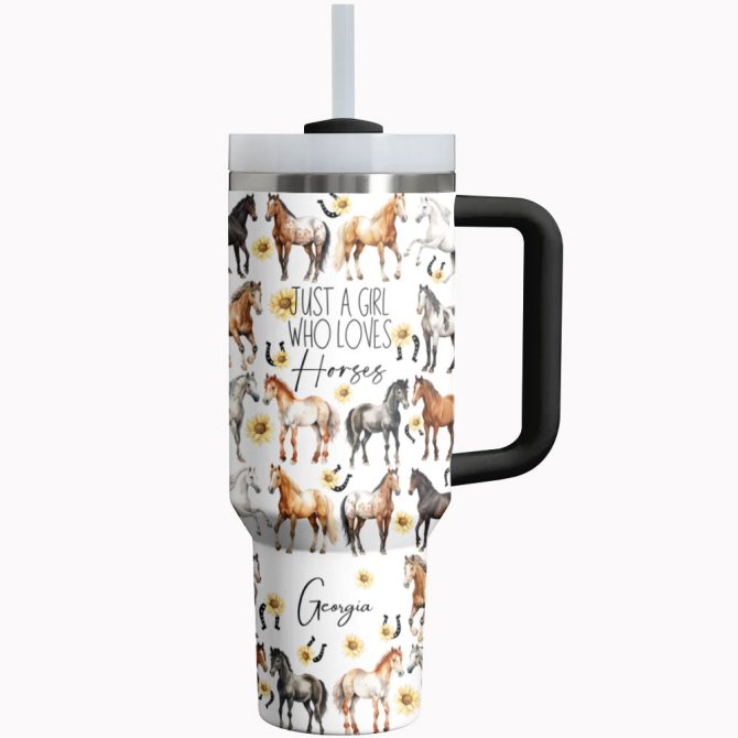 Horse Custom Stanley Quencher 40Oz Stainless Steel Tumbler With Handle - Image 2
