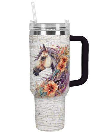 Horse Custom Stanley Quencher 40Oz Stainless Steel Tumbler With Handle