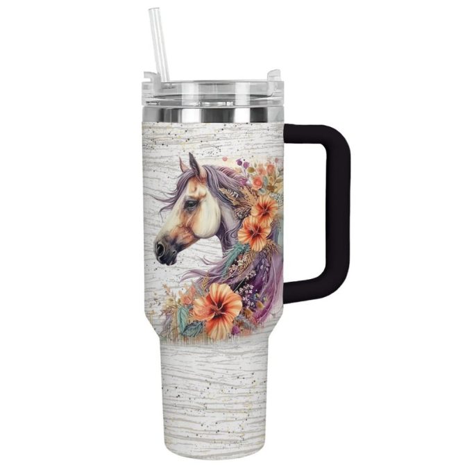 Horse Custom Stanley Quencher 40Oz Stainless Steel Tumbler With Handle